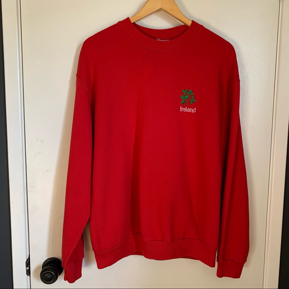 Vintage Ireland Sweatshirt Screen Stars Tag Medium Large Red